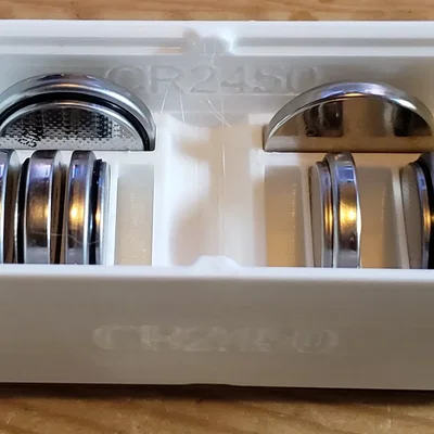 Holder pin nút CRxxxx (Gridfinity, xếp chồng, có nhãn)