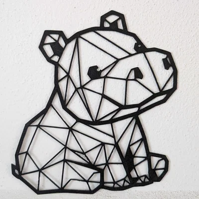 Mô hình trang trí Hà Mã Low Poly treo tường cực dễ in