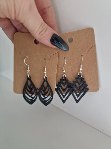 Mẫu bông tai hình học 3D Earring Triangles tinh tế và hiện đại - Image 1