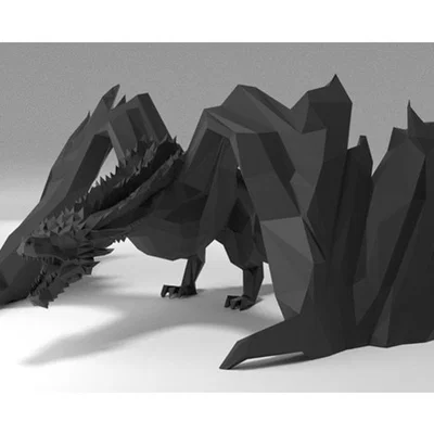 Mô hình Rồng 3D Low Poly trang trí để bàn cực chất