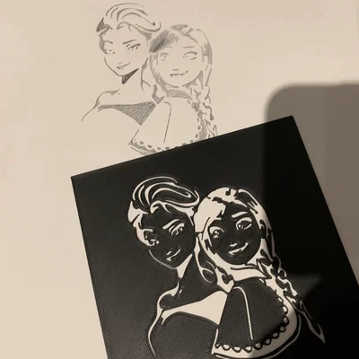 Khuôn vẽ (Stencil) nhân vật Elsa và Anna Frozen xinh xắn cho bé