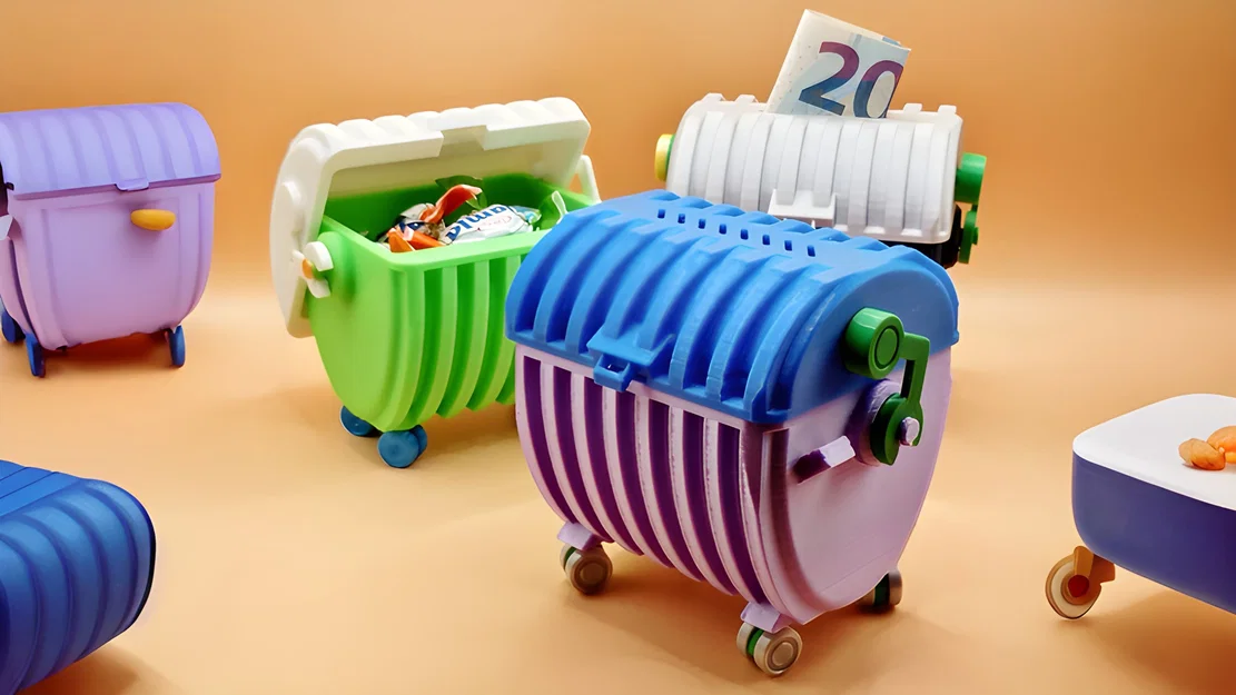 Mô hình thùng rác mini in 3D đa năng - Hộp đựng đồ để bàn cực xinh - Image 1