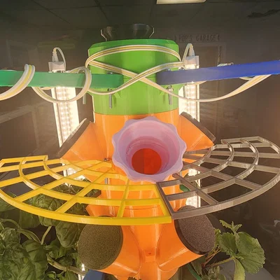Miếng Đỡ Cây 4 Hướng cho Tháp Thủy Canh Modular kèm Đèn Grow Lights