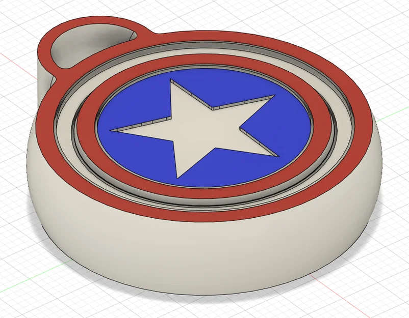 Móc khóa Spinner Gyroscope Fidget CAPTAIN AMERICA (Print-In-Place) - Image 3
