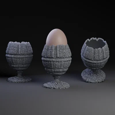 Ly đựng trứng Death Star (AI – Thử nghiệm Meshy)