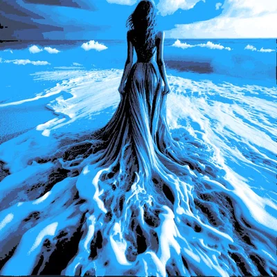 Woman Sea Dress "Filament Painting"