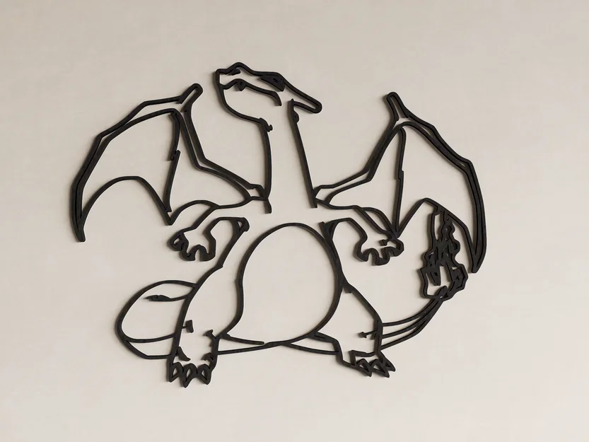Mô hình trang trí tường Charizard Pokemon phong cách nghệ thuật 3D - Image 1