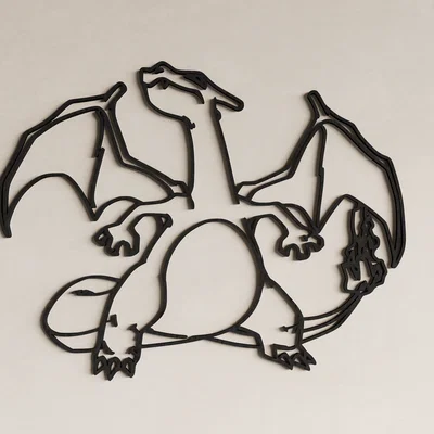 Mô hình trang trí tường Charizard Pokemon phong cách nghệ thuật 3D