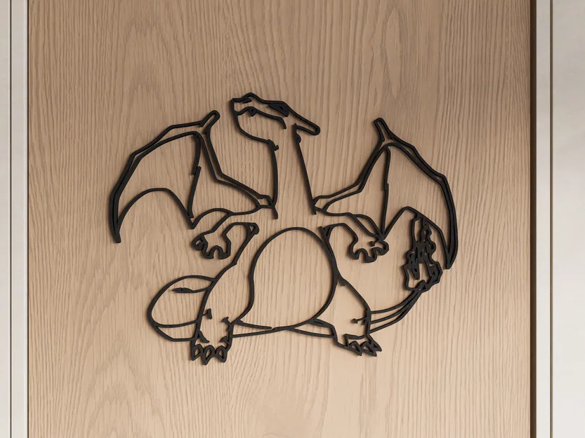Mô hình trang trí tường Charizard Pokemon phong cách nghệ thuật 3D - Image 2