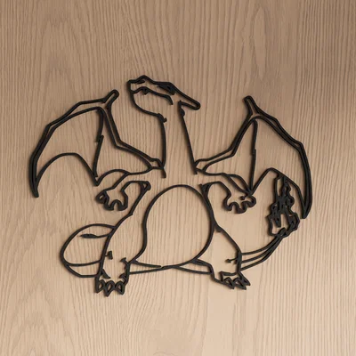 Mô hình trang trí tường Charizard Pokemon phong cách nghệ thuật 3D