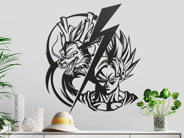 Tranh treo tường Dragon Ball Z 3D - Mô hình trang trí Goku và Rồng Thần - Image 1