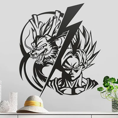 Tranh treo tường Dragon Ball Z 3D - Mô hình trang trí Goku và Rồng Thần