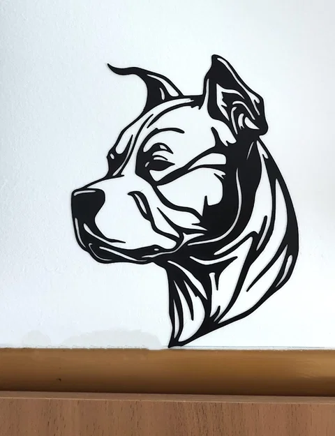Tranh treo tường 3D hình chú chó Pitbull nghệ thuật - Image 1