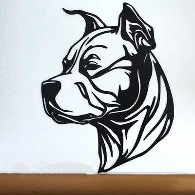 Tranh treo tường 3D hình chú chó Pitbull nghệ thuật