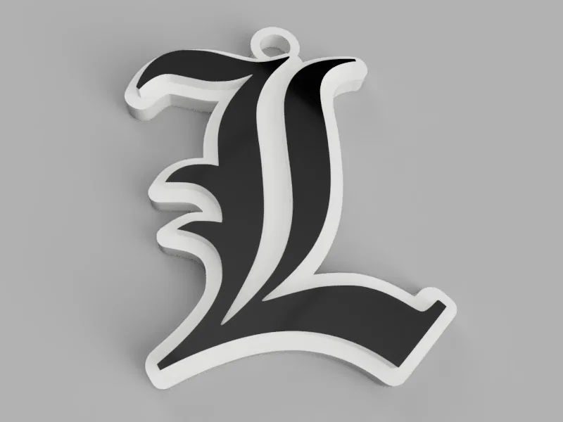 Mặt dây chuyền hình chữ L phong cách Death Note in 3D - Image 1