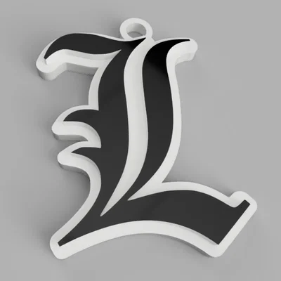 Mặt dây chuyền hình chữ L phong cách Death Note in 3D