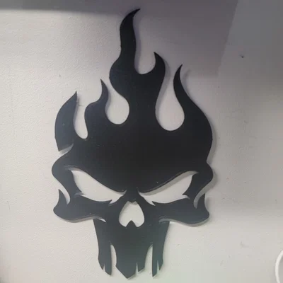 Mô hình trang trí tường đầu lâu lửa Flaming Skull cực chất