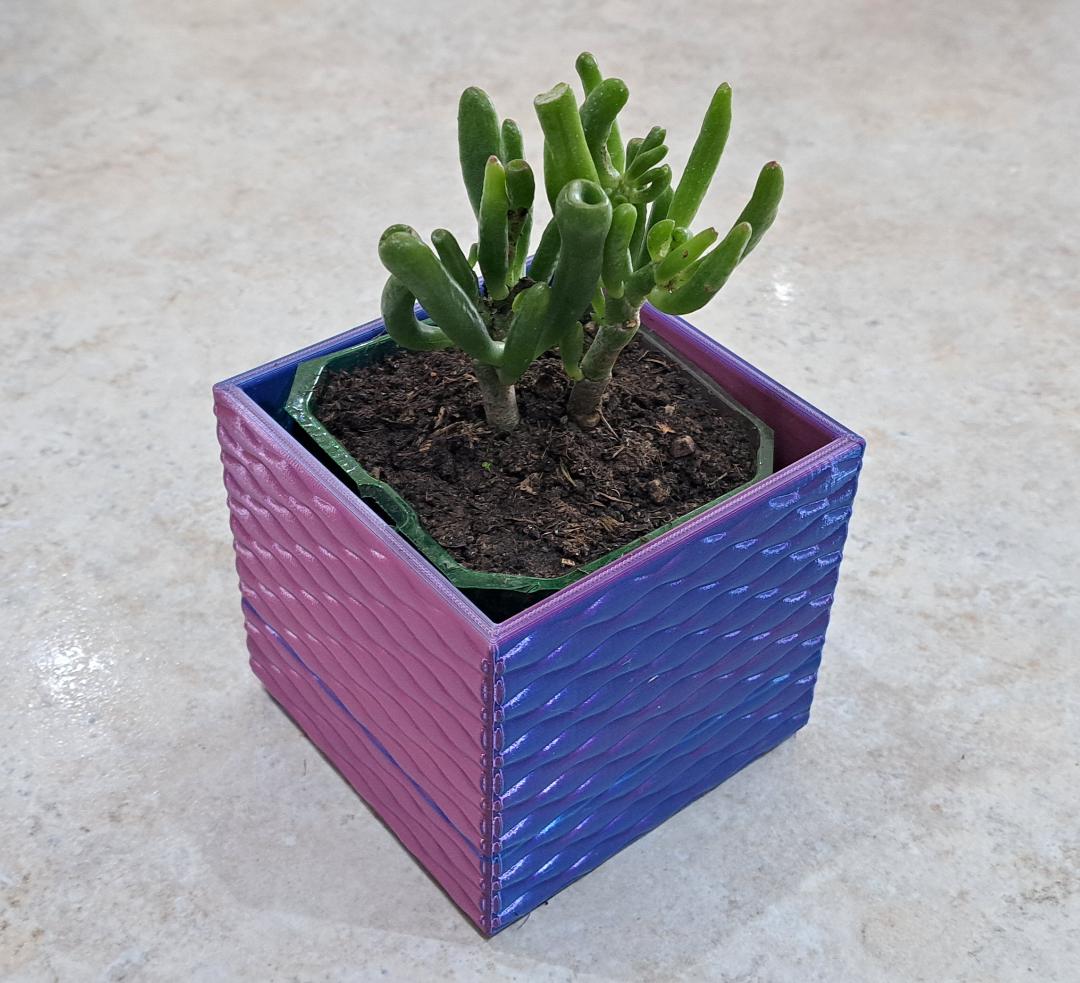 Chậu trồng cây cảnh 3D dáng vuông trang trí bàn làm việc