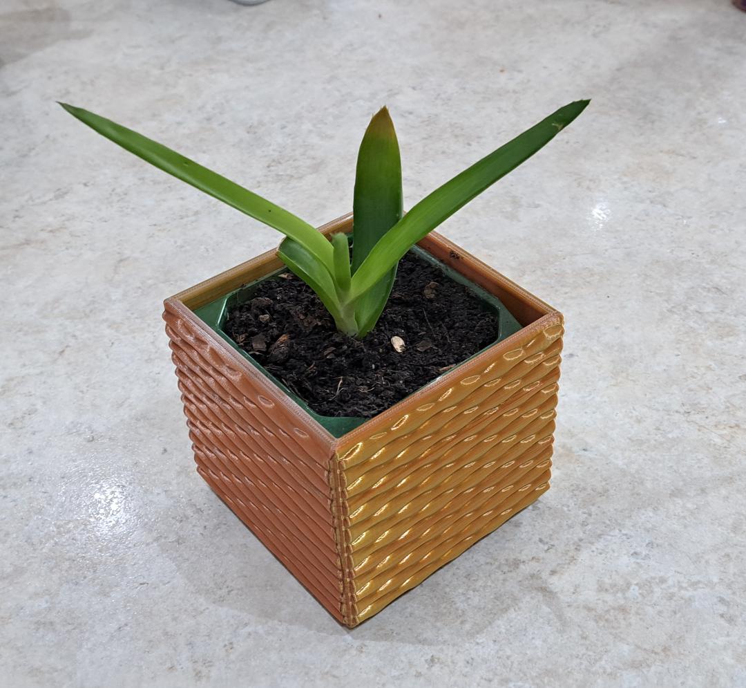 Chậu trồng cây cảnh 3D dáng vuông trang trí bàn làm việc