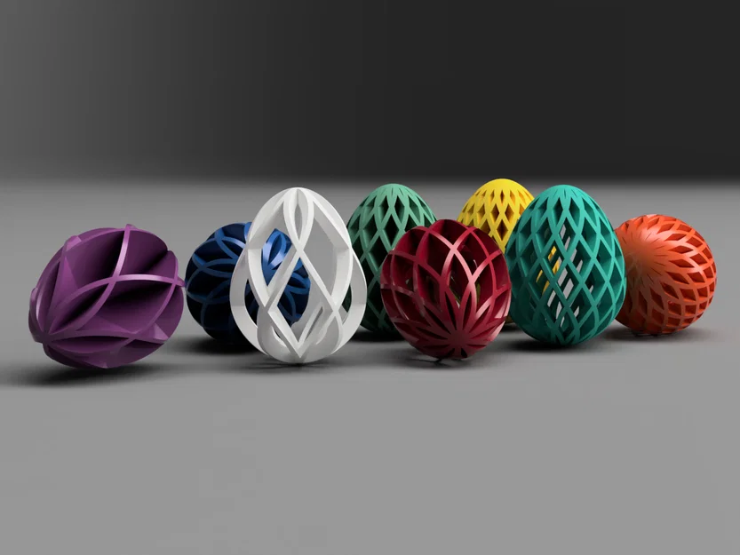 Trứng Easter: Gân Đan Chéo Hình Học (8 Biến Thể + Chân Đế) - Image 1