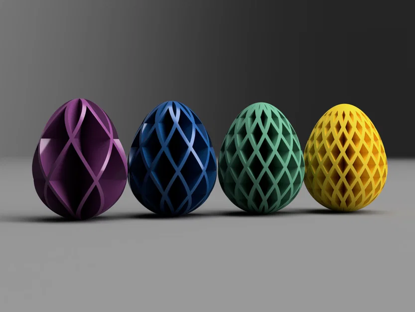 Trứng Easter: Gân Đan Chéo Hình Học (8 Biến Thể + Chân Đế) - Image 2