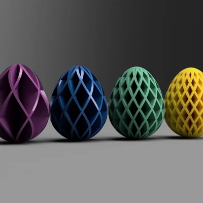 Trứng Easter: Gân Đan Chéo Hình Học (8 Biến Thể + Chân Đế)