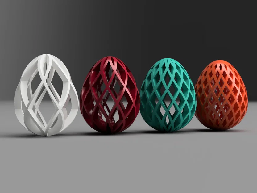 Trứng Easter: Gân Đan Chéo Hình Học (8 Biến Thể + Chân Đế) - Image 3
