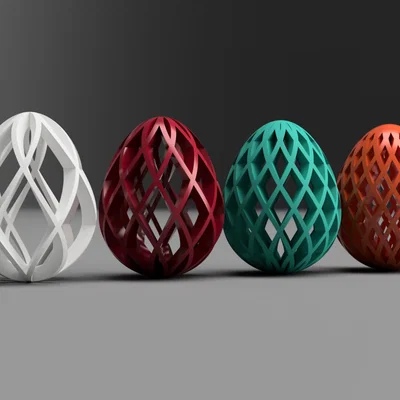 Trứng Easter: Gân Đan Chéo Hình Học (8 Biến Thể + Chân Đế)