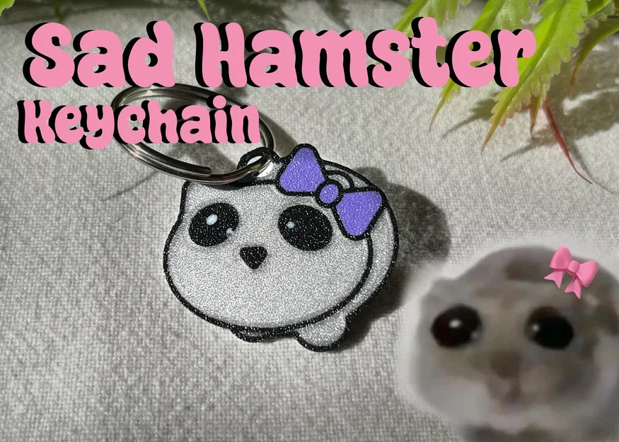 Móc khóa Sad Hamster đáng yêu - Tự in 3D trang trí độc đáo - Image 1