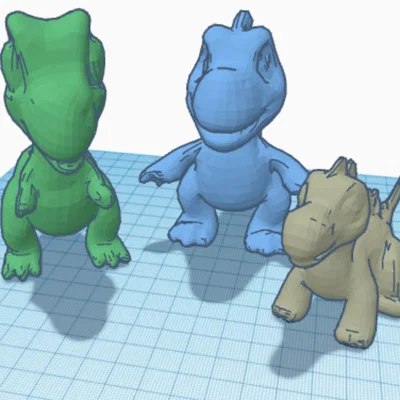 Mô hình 3D bộ ba anh em khủng long ngộ nghĩnh (Funny Dinosaur Brothers)