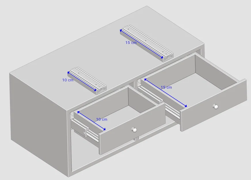 Telescopic extension (Teleskopauszug) cho ngăn kéo nhỏ 100mm/150mm - Image 4