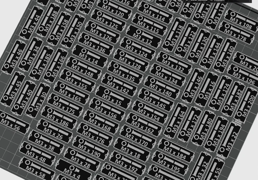 Nhãn Gridfinity: Vít đầu chìm lục giác ISO 10642 (DIN 7991) M2.5–M20 - Image 1