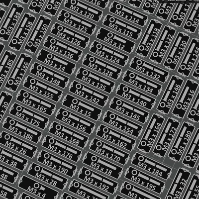 Nhãn Gridfinity: Vít đầu chìm lục giác ISO 10642 (DIN 7991) M2.5–M20