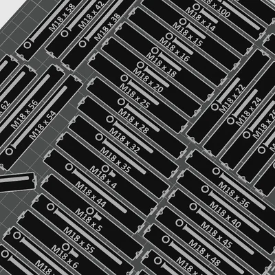 Nhãn Gridfinity: Vít đầu chìm lục giác ISO 10642 (DIN 7991) M2.5–M20