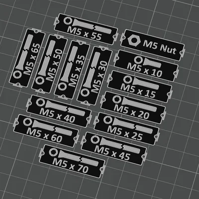 Nhãn Gridfinity: Vít đầu chìm lục giác ISO 10642 (DIN 7991) M2.5–M20