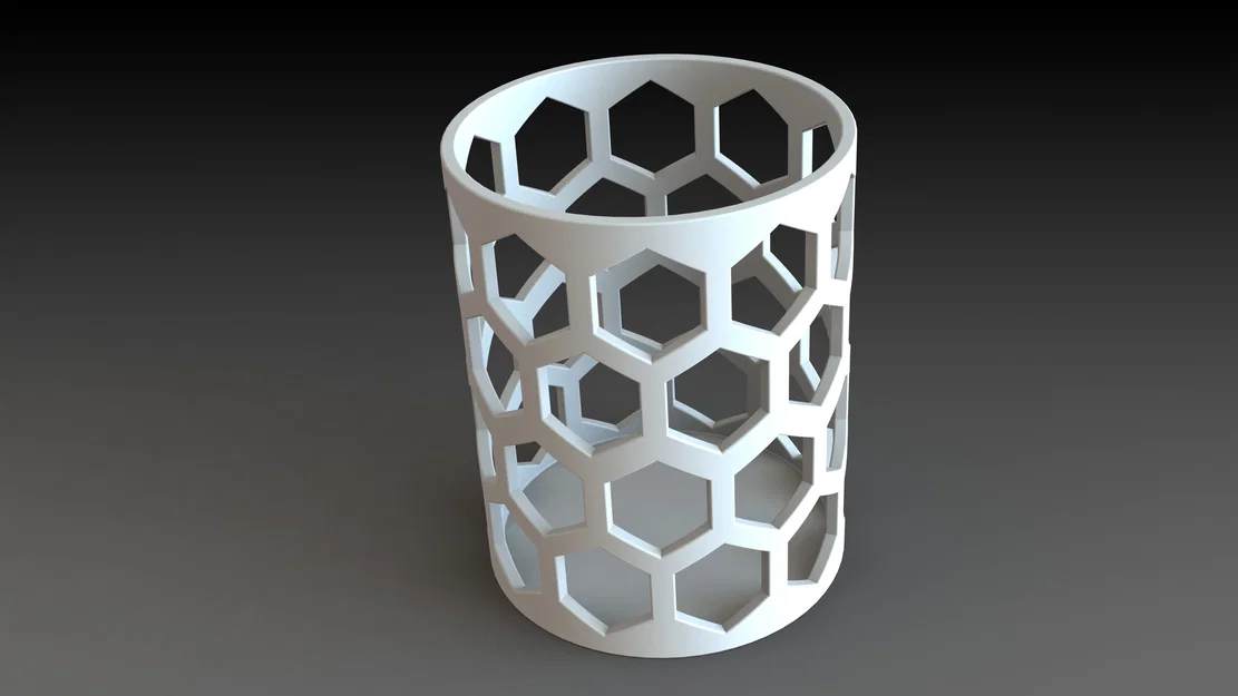 Ống cắm bút họa tiết tổ ong - Mẫu in 3D trang trí bàn làm việc - Image 1