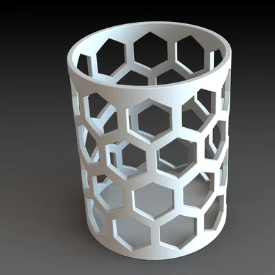 Ống cắm bút họa tiết tổ ong - Mẫu in 3D trang trí bàn làm việc