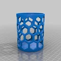 Ống cắm bút họa tiết tổ ong - Mẫu in 3D trang trí bàn làm việc - Thumbnail 3
