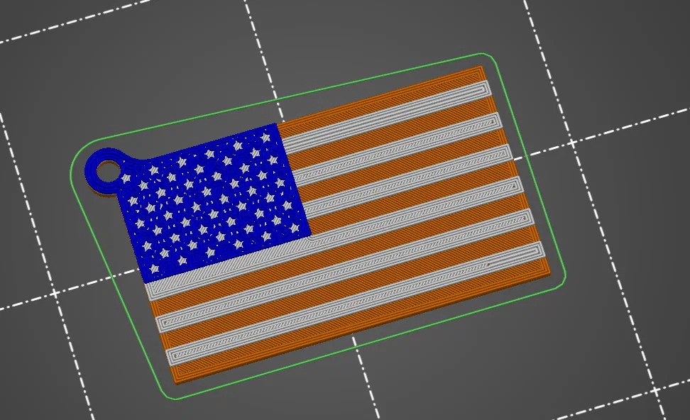 Móc khóa hình cờ Mỹ (American Flag Keychain) in 3D độc đáo - Image 1
