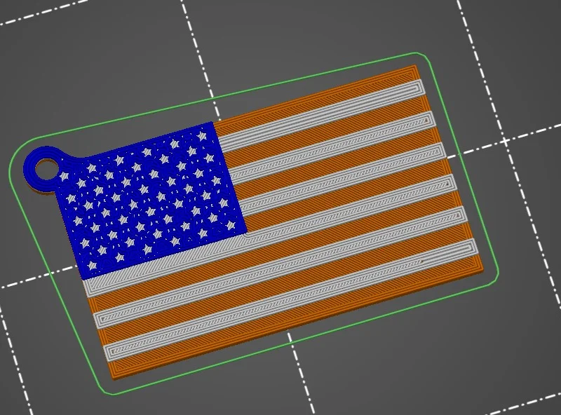 Móc khóa hình cờ Mỹ (American Flag Keychain) in 3D độc đáo
