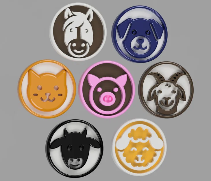 Bộ nút áo hình thú 16mm (Cute Animal Buttons) in 3D siêu đáng yêu - Image 1