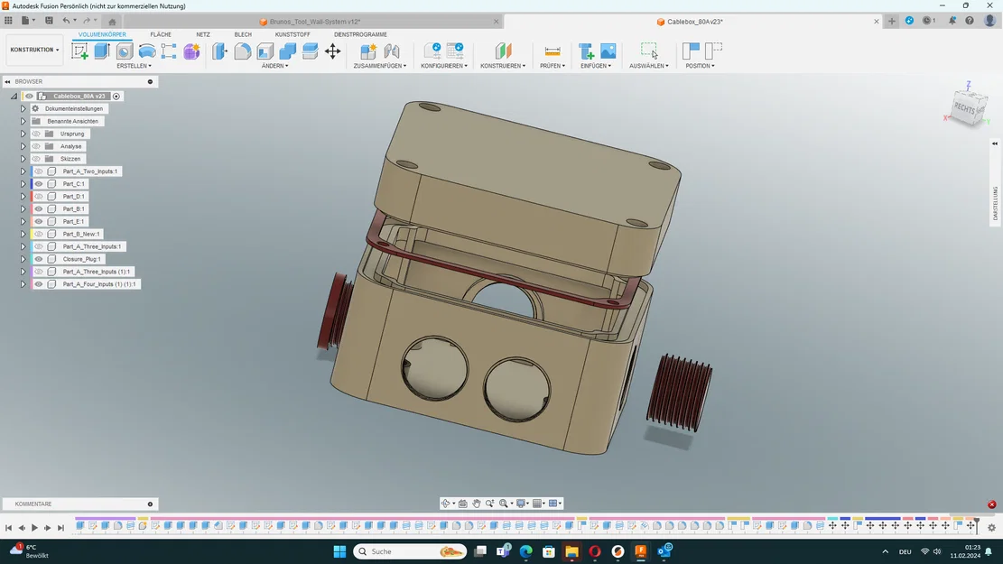 Hộp junction box 4 ngõ vào kèm gioăng (gasket) in 3D - Image 3