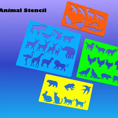 Bộ khuôn hình cắt (Stencil) hình các loài động vật cho bé sáng tạo