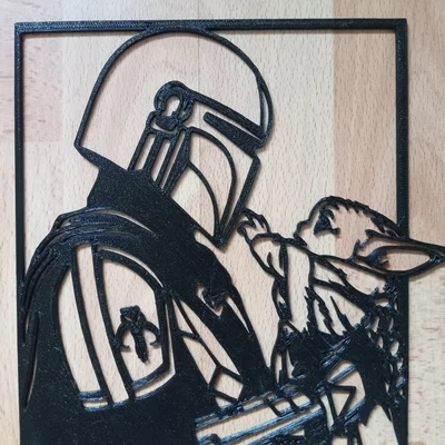 Tranh treo tường 2D Mandalorian và Grogu in 3D độc đáo