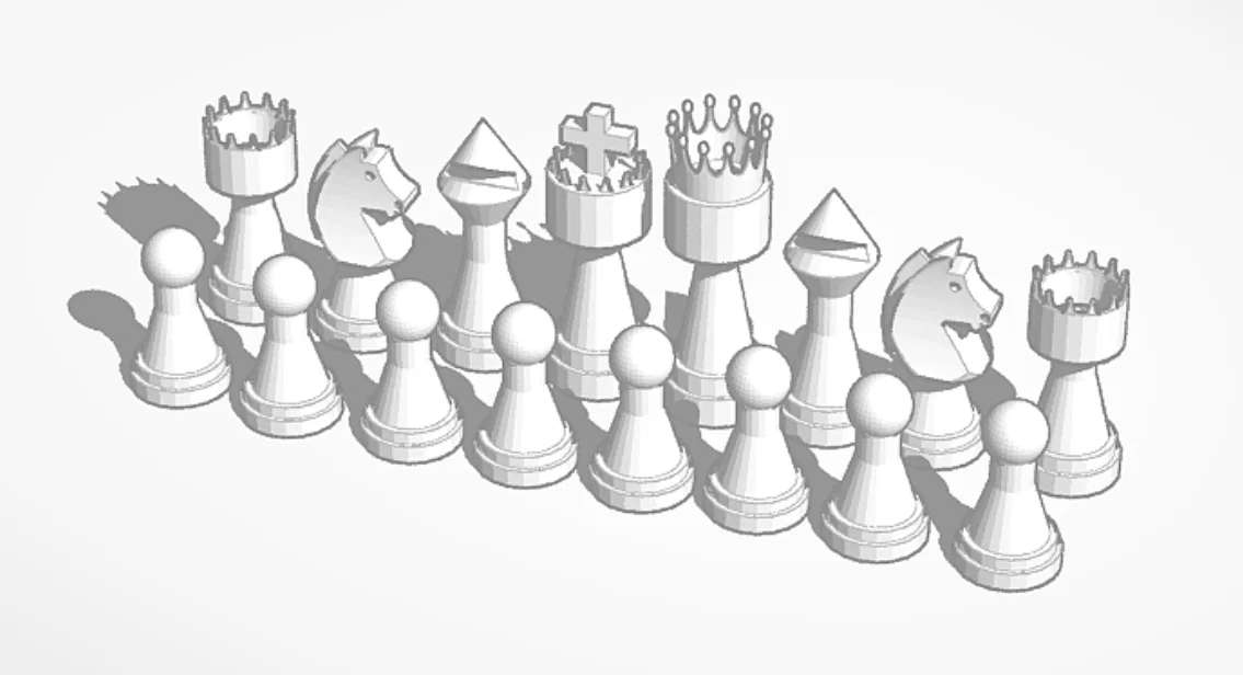 Bộ cờ vua thiết kế tối giản tự in 3D đầy đủ bàn cờ - Image 1