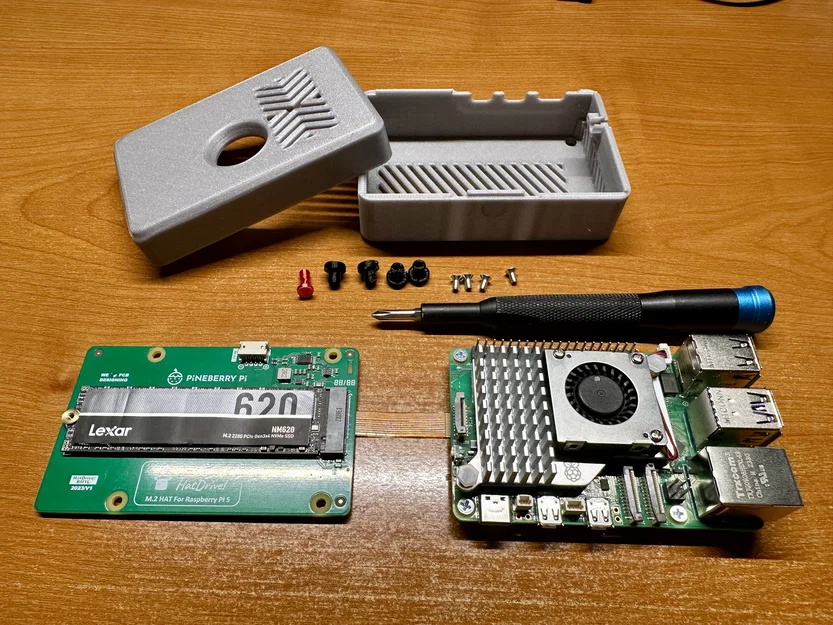 Vỏ tool-less cho Raspberry Pi5 + NVMe HAT (kèm file STEP) - Image 1