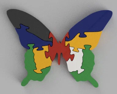 Puzzle Mariposa Zoo de ensueño – Puzzle bướm (silueta) nhiều màu để in 3D - Image 1