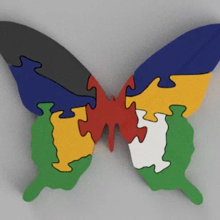 Puzzle Mariposa Zoo de ensueño – Puzzle bướm (silueta) nhiều màu để in 3D