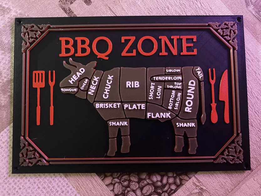 Biển hiệu trang trí BBQ Zone hình bò in 3D đẹp mắt - Image 1