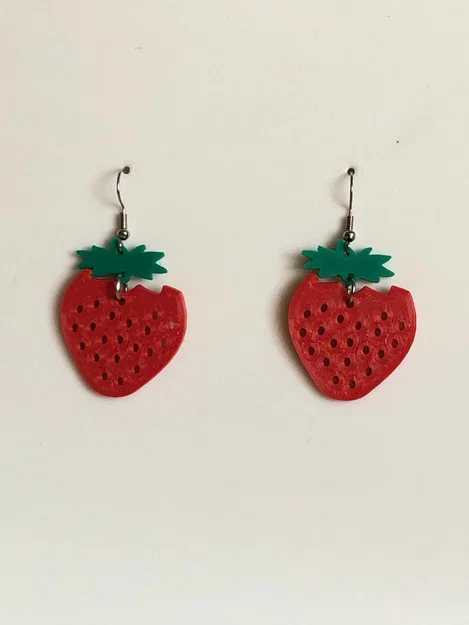 Bông tai dâu tây (Strawberry) treo – Earring Strawberry fresa frutilla pendant - Image 1